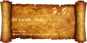 Hrivnák Iván névjegykártya